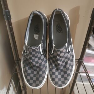 Vans Men's Size 11.5 Black and Gray Checkered Slip-On Sneakers